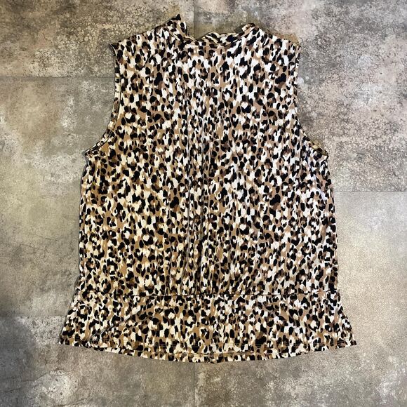 banana republic cheetah print back tie keyhole sleeveless shirt size small - Picture 1 of 5